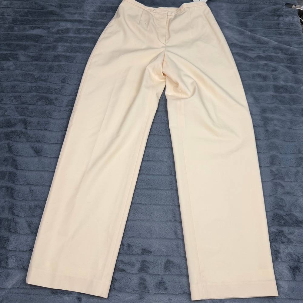 Liz Claiborne Collection Cream 100% Wool Straight Leg Trousers Pants Womens 8
